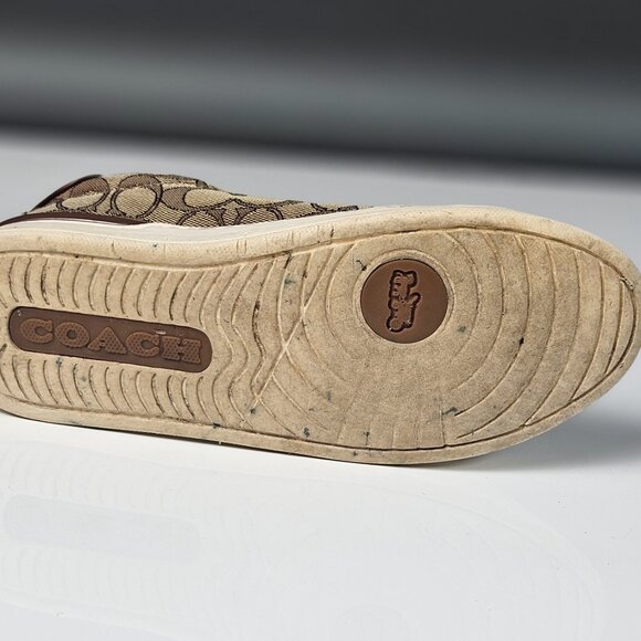 Coach Khaki Signature Jacquard Clip Low Top high Line Sneaker size 8 - Picture 13 of 16